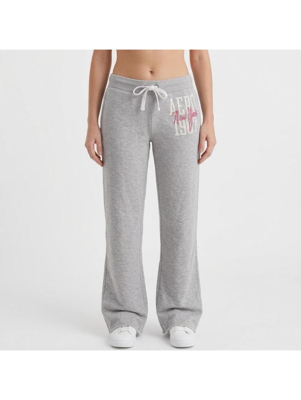 Vintage Aeropostale Low Rise Wide Leg Sweatpants Gray Graphic XS